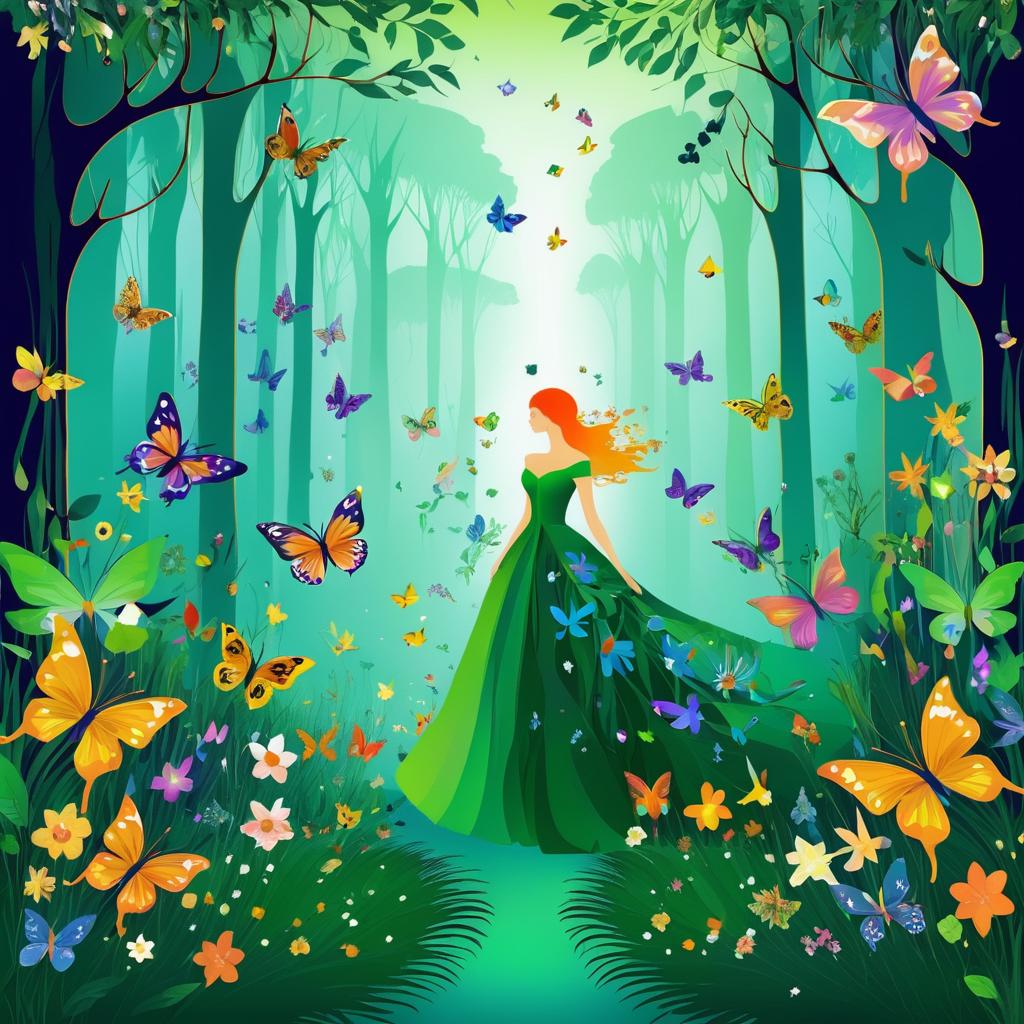 Enchanted Fashion Illustration in a Forest