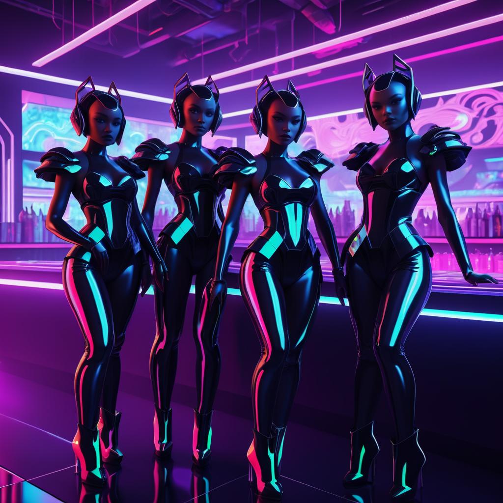 Tough Alien Chicks in Neon Lava Bar