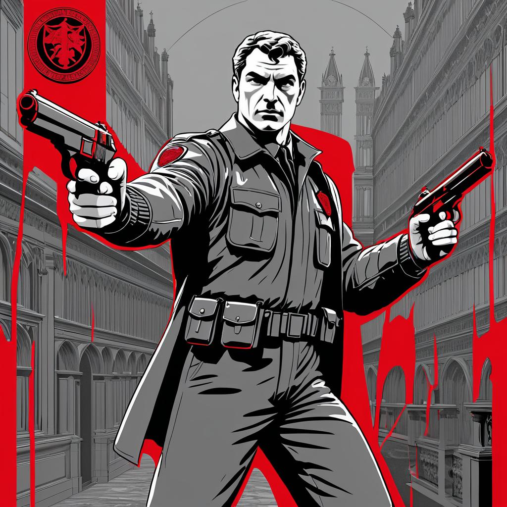 Haunting Vampire Policeman Illustration