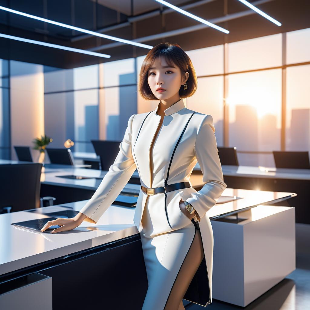 Futuristic Office Space with Trendy Model