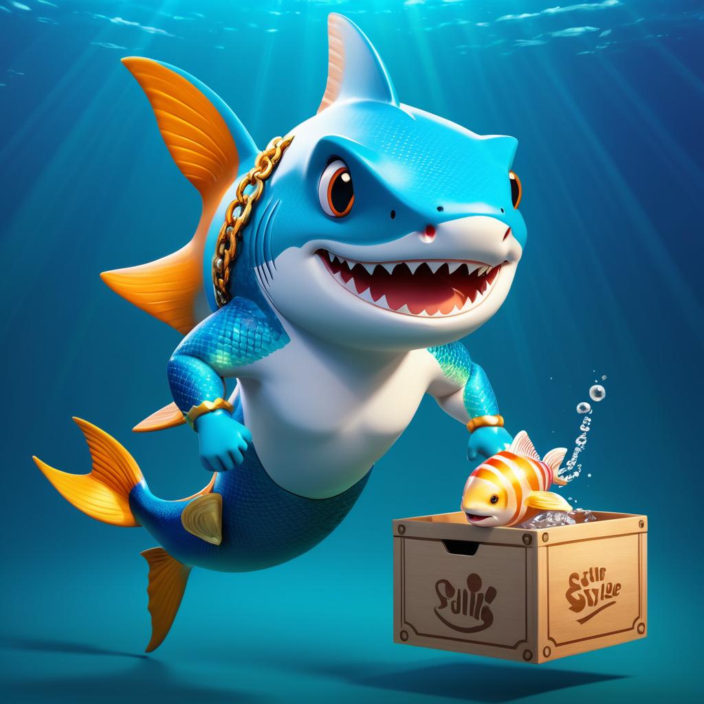 Vibrant Mermaid Shark Box Fighter Design