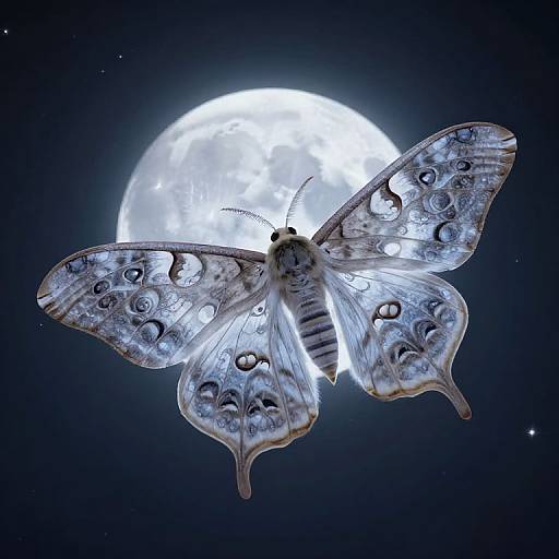 Fractal Moth Under Ethereal Moonlight