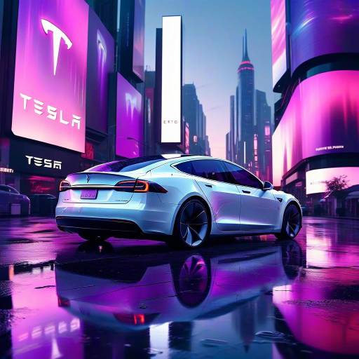 Tesla Model S in Futuristic Cityscape