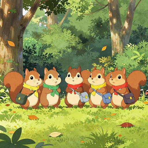Squirrel Messengers in Sunlit Park