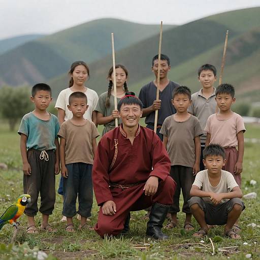 Group Photograph in Mountainous Landscape