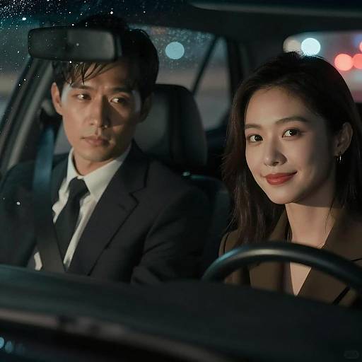 Man and Woman in Car at Night