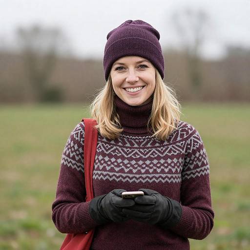 Smiling Blonde Woman in Winterwear