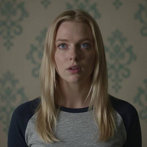 Blonde Woman in Dimly Lit Setting