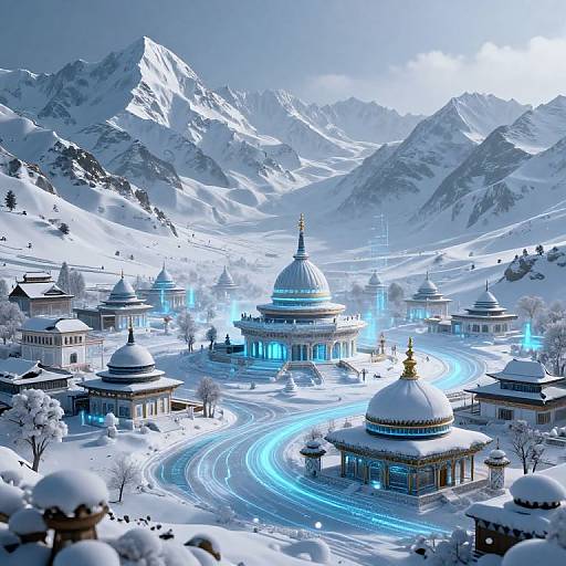 Futuristic Kashmir AI Snowscape