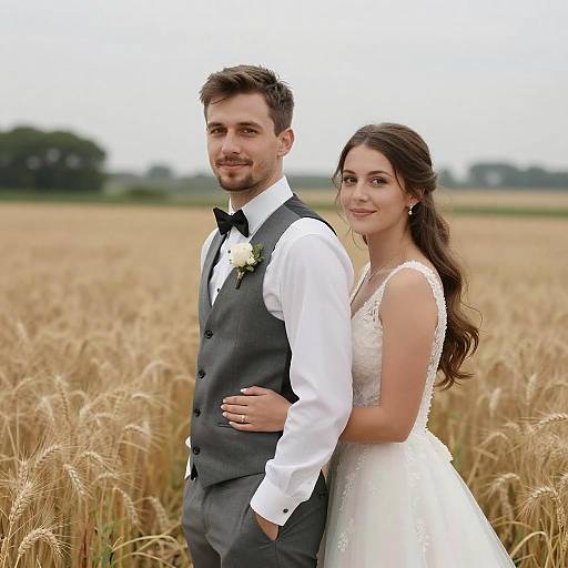Romantic Wedding in Golden Wheat Field