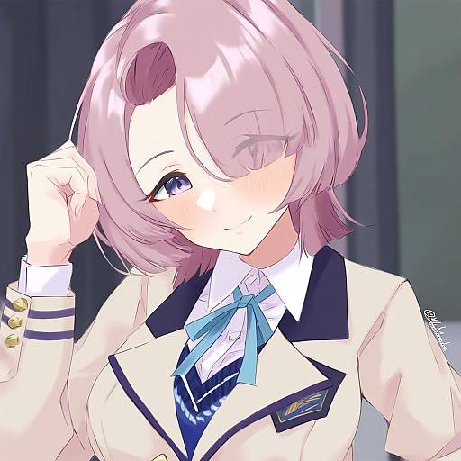 Illustration of Arimura mao, gakuen idolmaster in the style of Alakoala