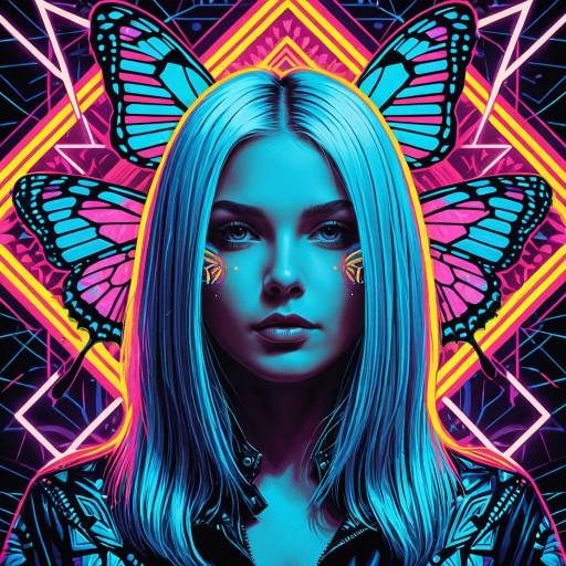 Psychedelic Woman with Glowing Butterfly