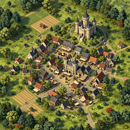 Lush Medieval Village DnD Map