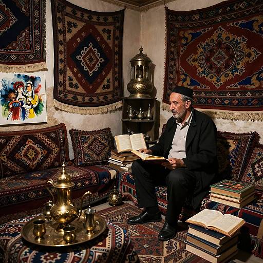 Moroccan Storyteller's Room Watercolor