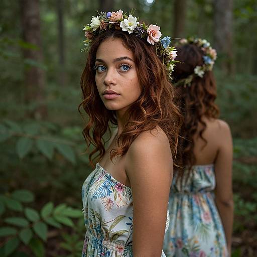 Ethereal Caribbean Woman at Forest Edge