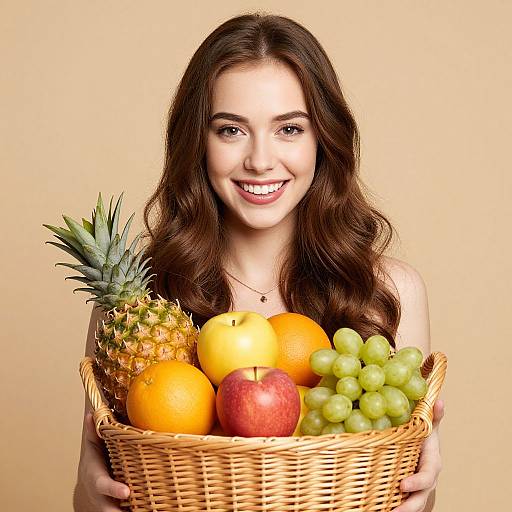 Smiling Woman with Fruit Basket