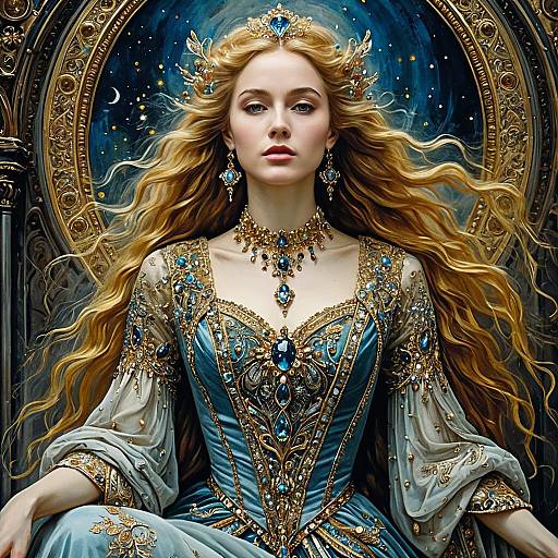 Ethereal Enchantress in Jewel-Encrusted Gown