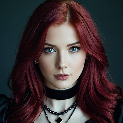 Elegant Girl in Maroon Wig Portrait