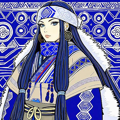 Illustration of Asirpa, golden kamuy in the style of Mokke (mokke99)