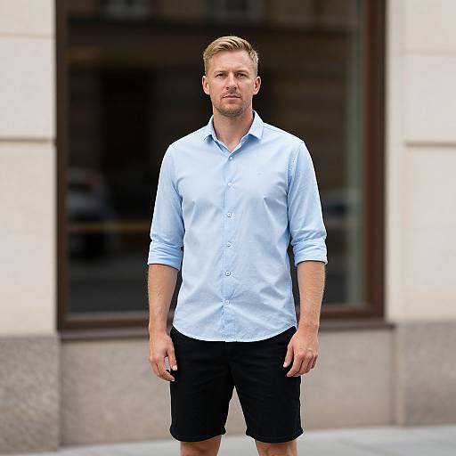 Man in Light Blue Shirt Outdoors