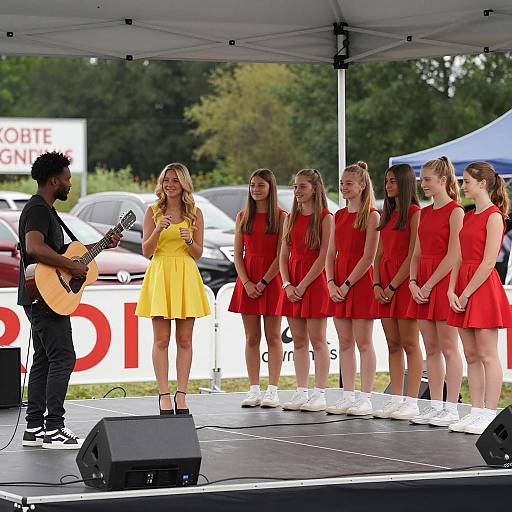 Outdoor Music Stage with Diverse Performers