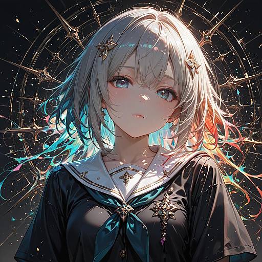 Colorful Fractal Art of a Girl