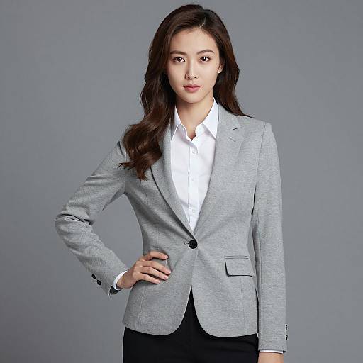 Professional Woman in Grey Blazer