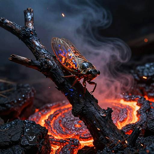 Emberglow Cicada Over Fiery Lava