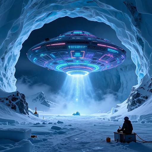 Antarctica UFO Emerging from Ice Cave