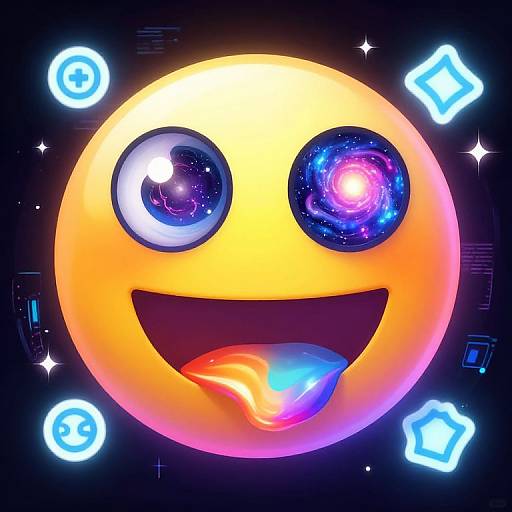 Abstract Emoji Character with Galaxy Eyes