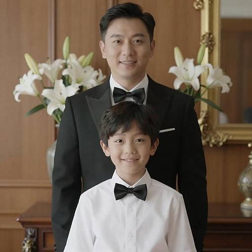 Elegant Portrait of Man and Boy