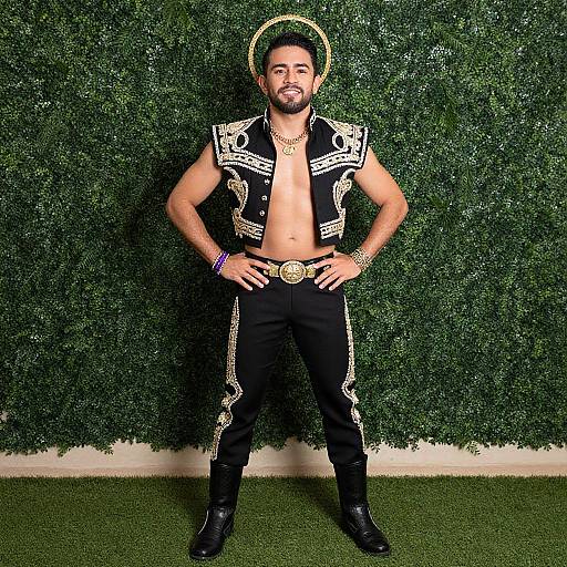 Mexican Wrestler Full-Body Portrait