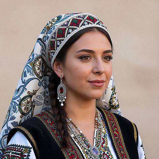 Romani Woman in Traditional Folk Attire