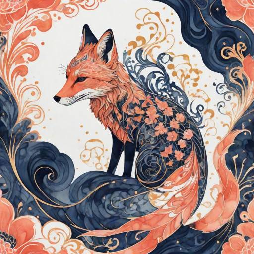 Decorative Stylized Fox Illustration