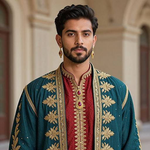 Regal Young Man in Ornate Costume