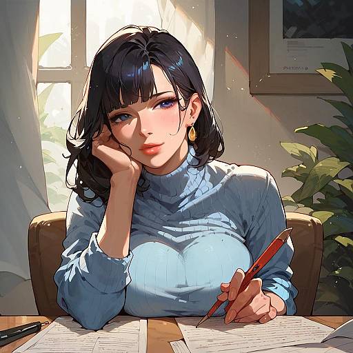 Mature Businesswoman with Sharp Bob Haircut