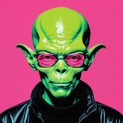 Neon Alien Portrait in Pop Art Style