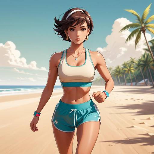 Dynamic Beach Runner with Short Hair