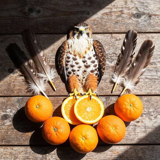 Hawk Fruit Bowl on Rustic Table