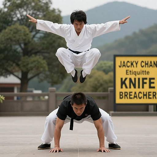 Martial Arts Jump over Partner