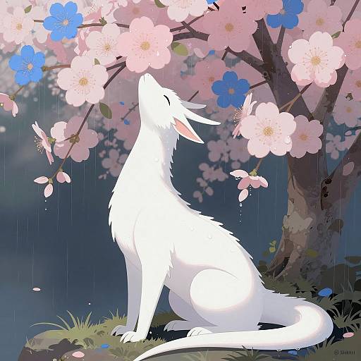 Whimsical Dragon Among Floral Wonders