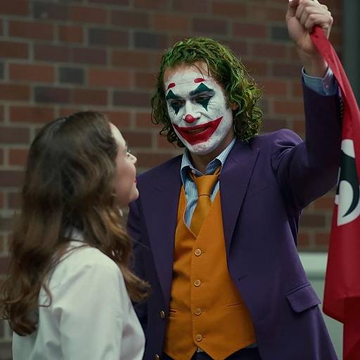 Whimsical Encounter: Clown in Purple Suit