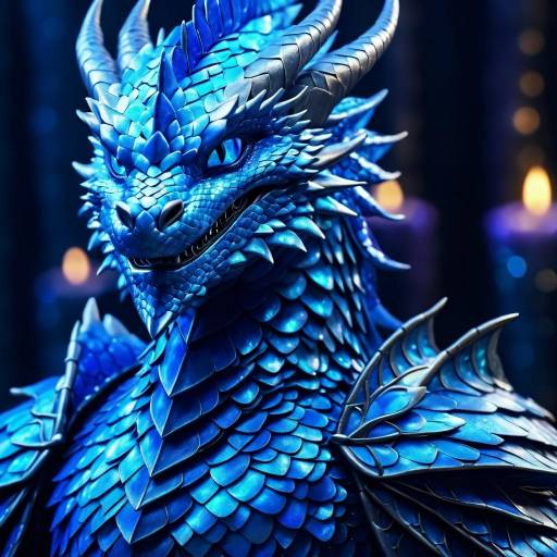 Blue Dragonkin Portrait with Shimmering Scales