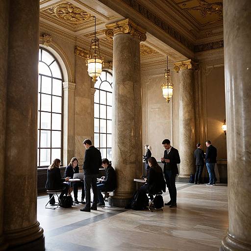 Grand Classical Bank Interior Scene