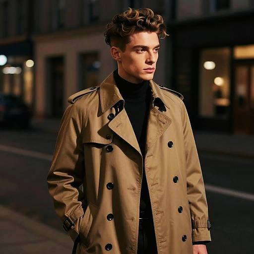 Wavy Faux Hawk Man in Trench Coat