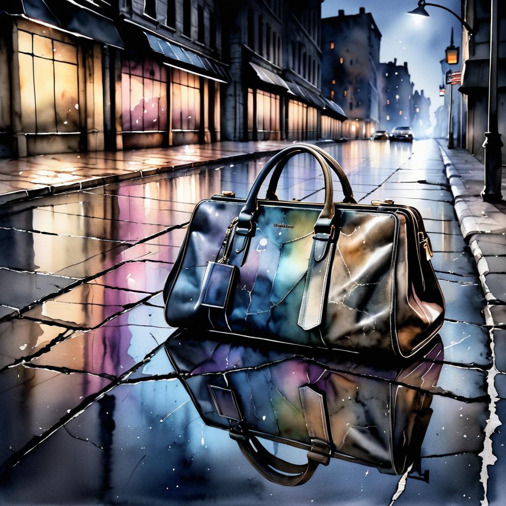 Urban Elegance: Watercolor Handbag Scene