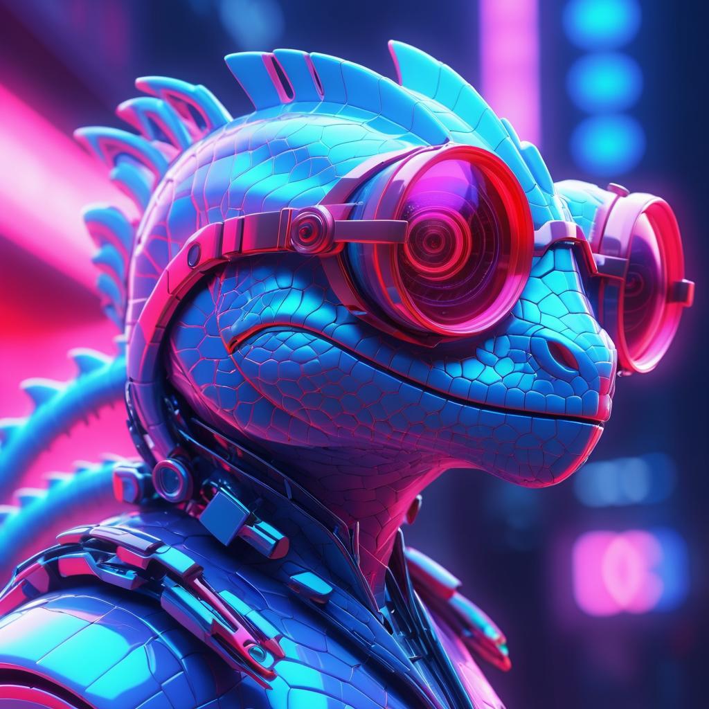 Futuristic Chameleon 3D Render Art