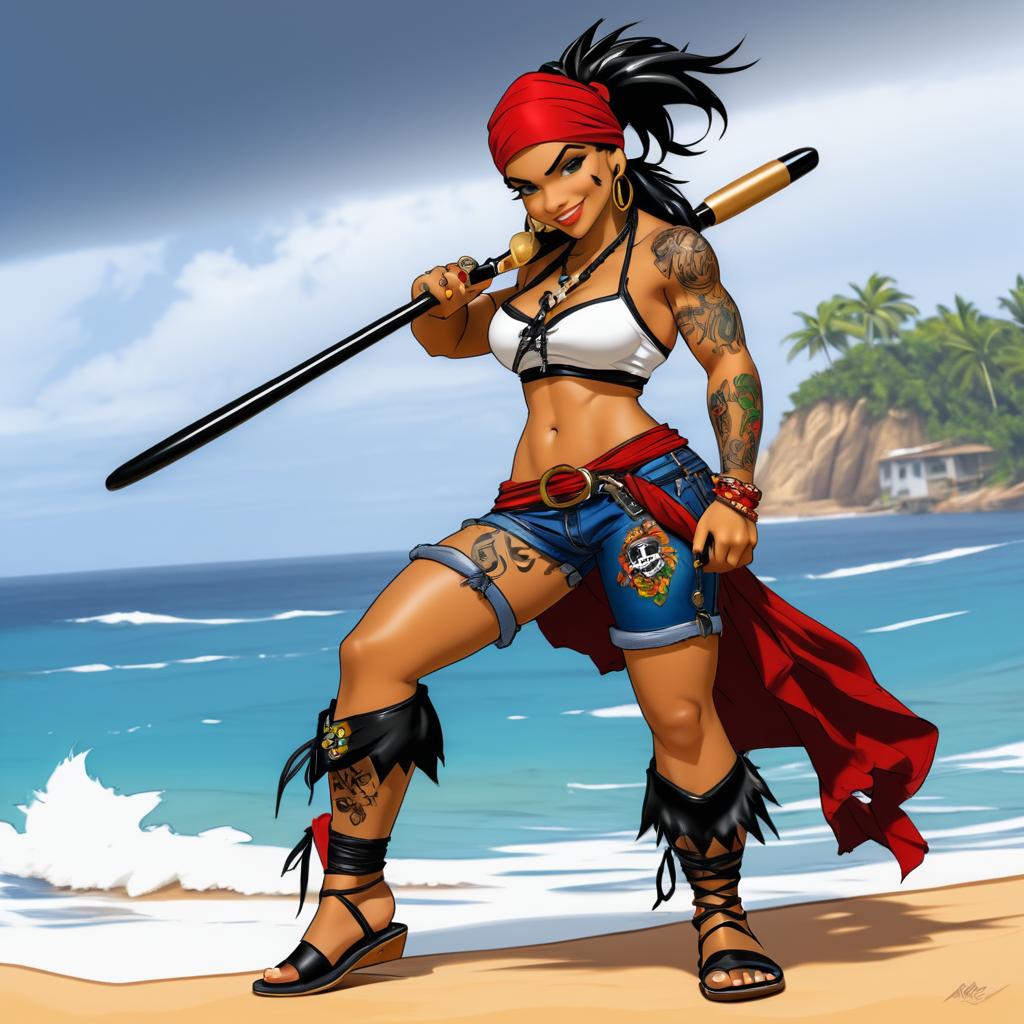 Playful Latin Pirate in Joe Madureira Style