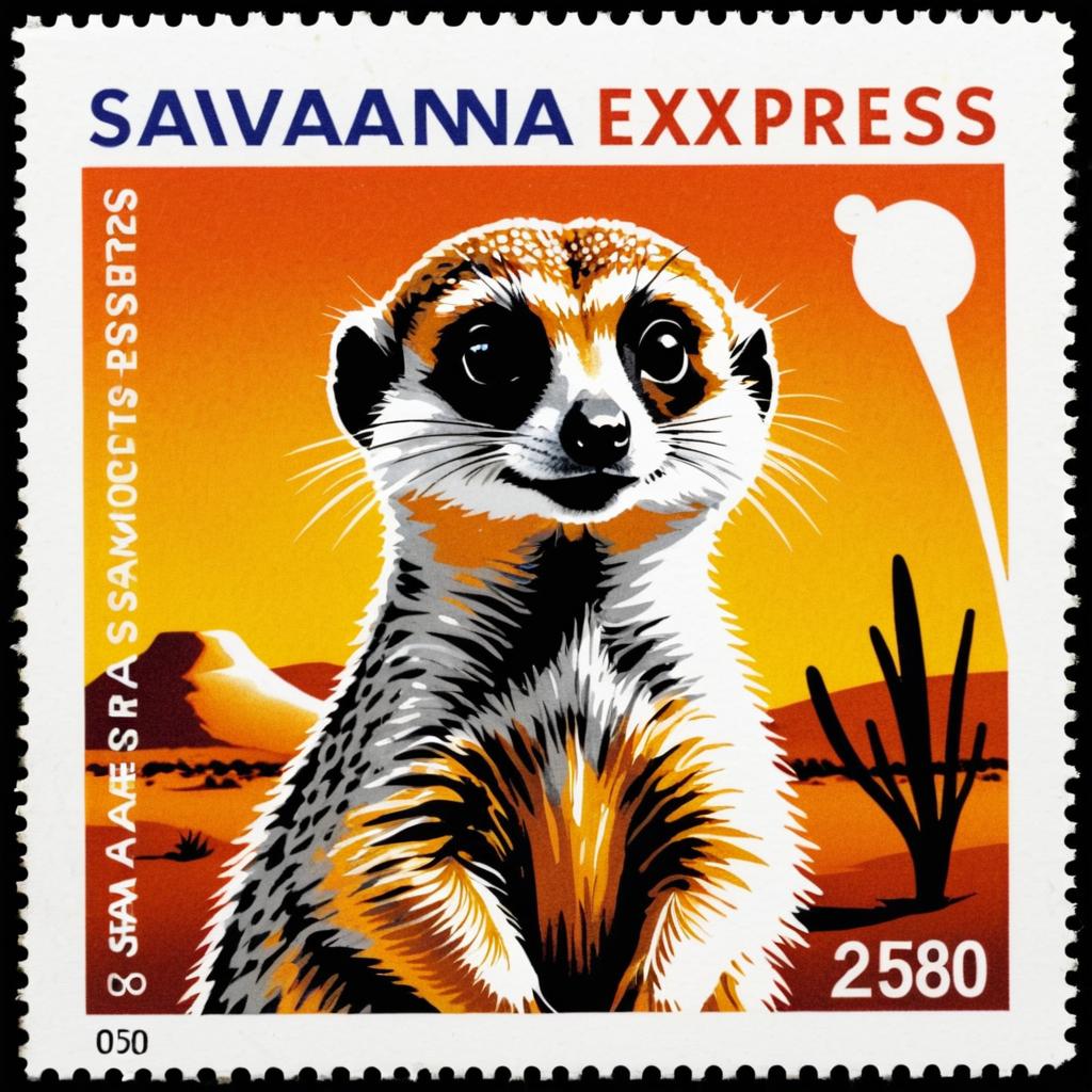 Savanna Express: A Comical Meerkat Stamp