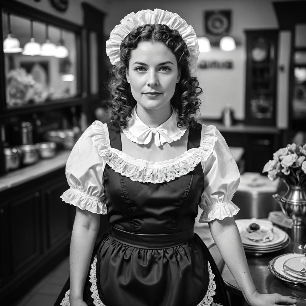 Elegant Infrared Maid in Black and White